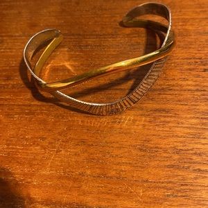 Sterling silver and brass cuff bracelet